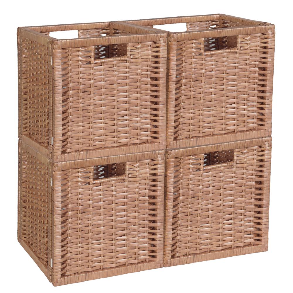 Niche Cubo Set of 4 Full-Size Foldable Wicker Storage Basket- Natural. The main picture.