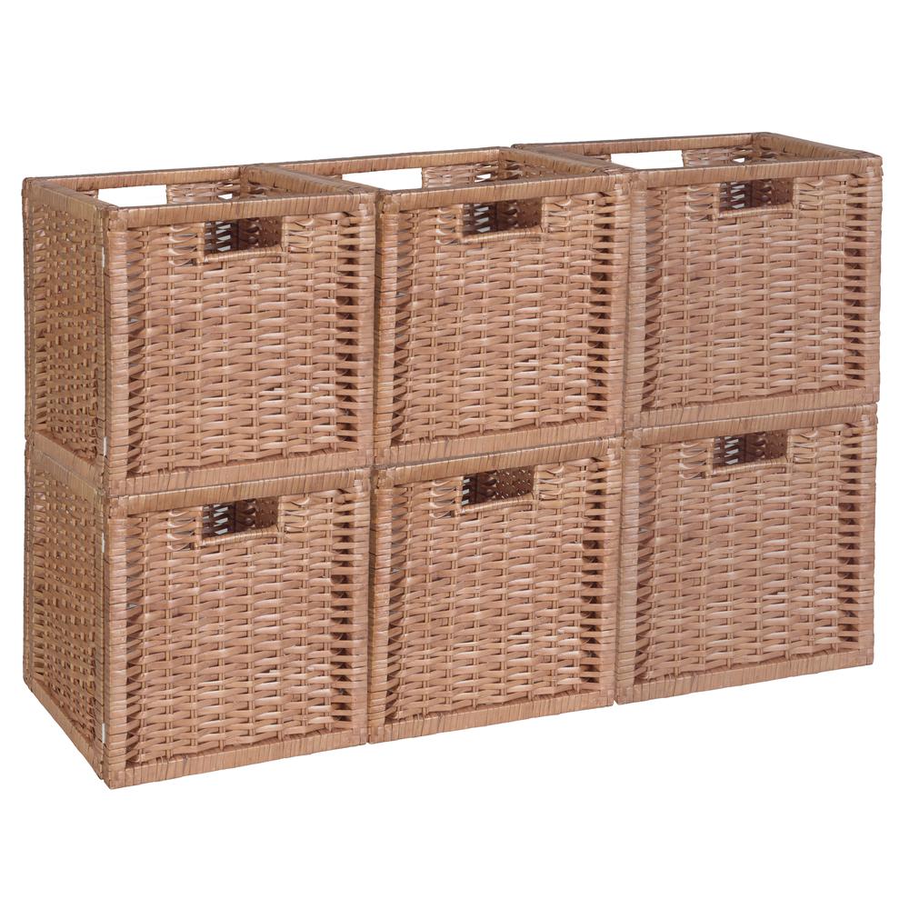 Niche Cubo Set of 6 Full-Size Foldable Wicker Storage Basket- Natural. The main picture.