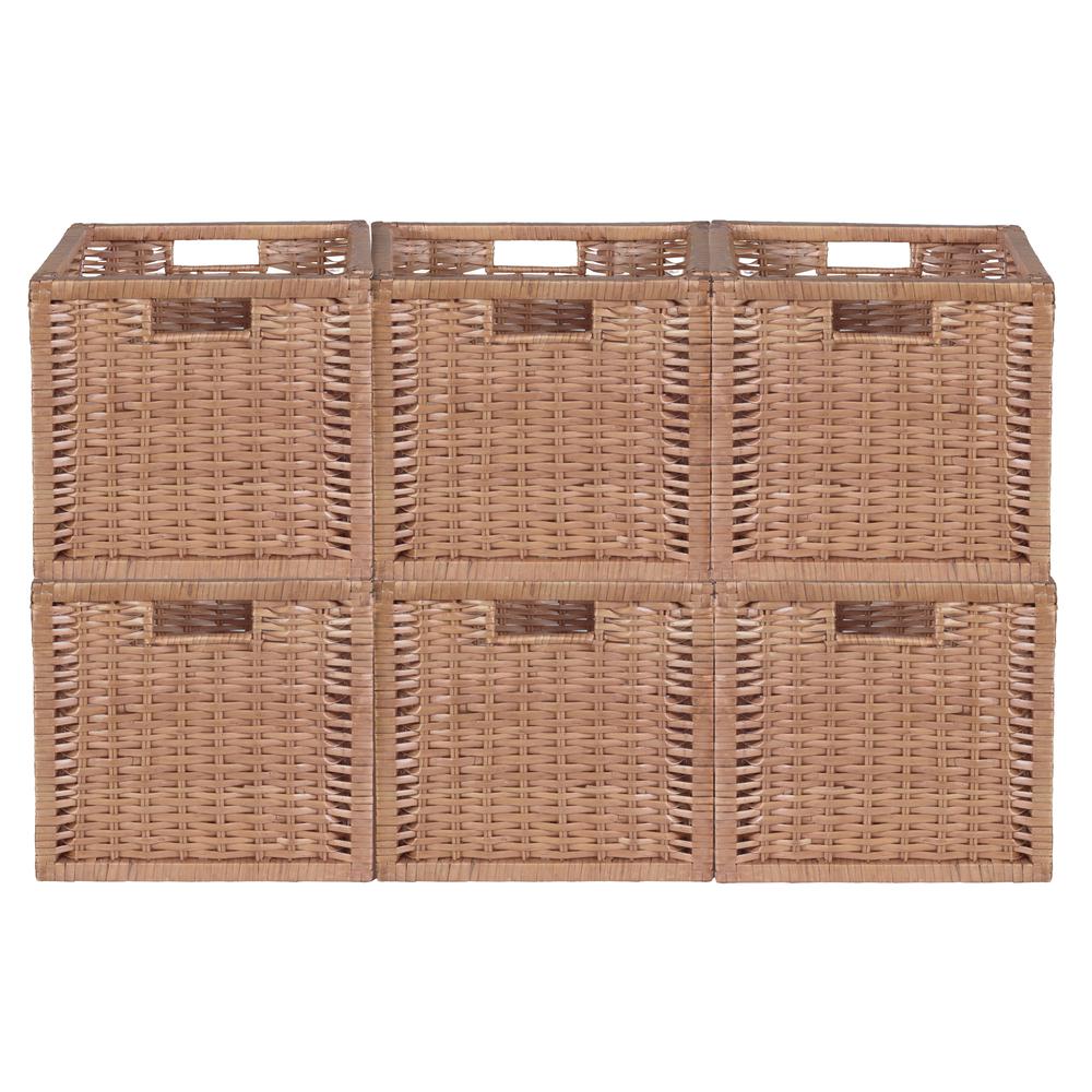 Niche Cubo Set of 6 Full-Size Foldable Wicker Storage Basket- Natural. Picture 4