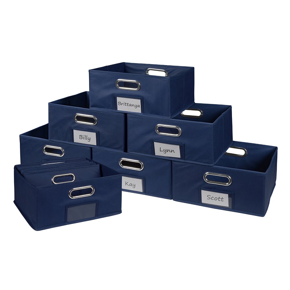 Niche Cubo Set of 12 Half-Size Foldable Fabric Storage Bins- Blue. Picture 1