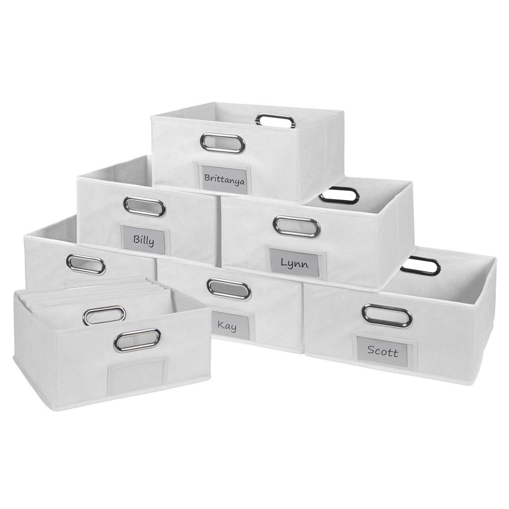 Niche Cubo Set of 12 Half-Size Foldable Fabric Storage Bins- White. Picture 1