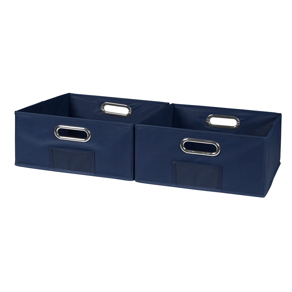 Cubo Set of 2 Half-Size Foldable Fabric Storage Bins- Blue. Picture 1