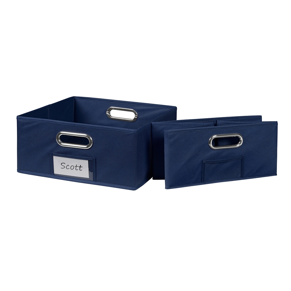 Cubo Set of 2 Half-Size Foldable Fabric Storage Bins- Blue. Picture 2