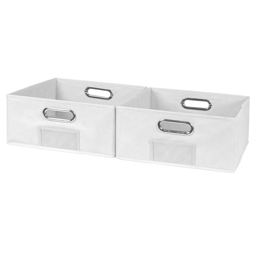 Niche Cubo Set of 2 Half-Size Foldable Fabric Storage Bins- White. Picture 1