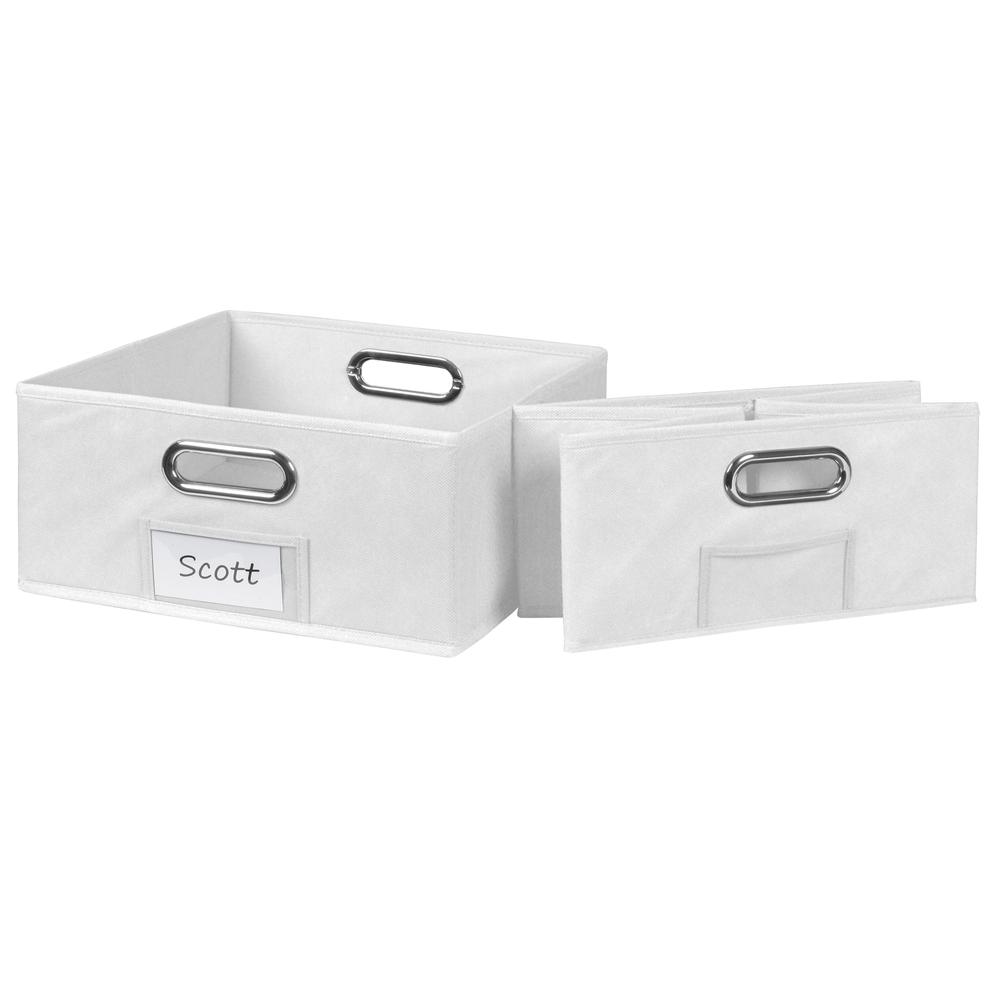 Niche Cubo Set of 2 Half-Size Foldable Fabric Storage Bins- White. Picture 3