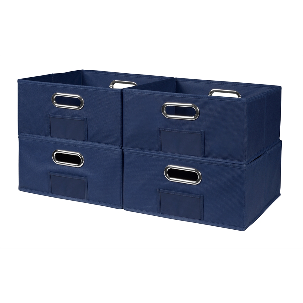 Cubo Set of 4 Half-Size Foldable Fabric Storage Bins- Blue. Picture 1