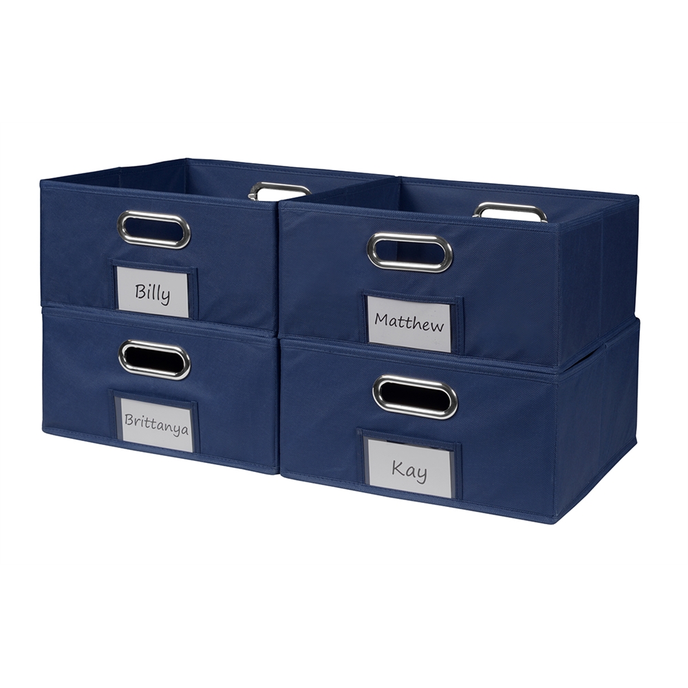 Cubo Set of 4 Half-Size Foldable Fabric Storage Bins- Blue. Picture 2