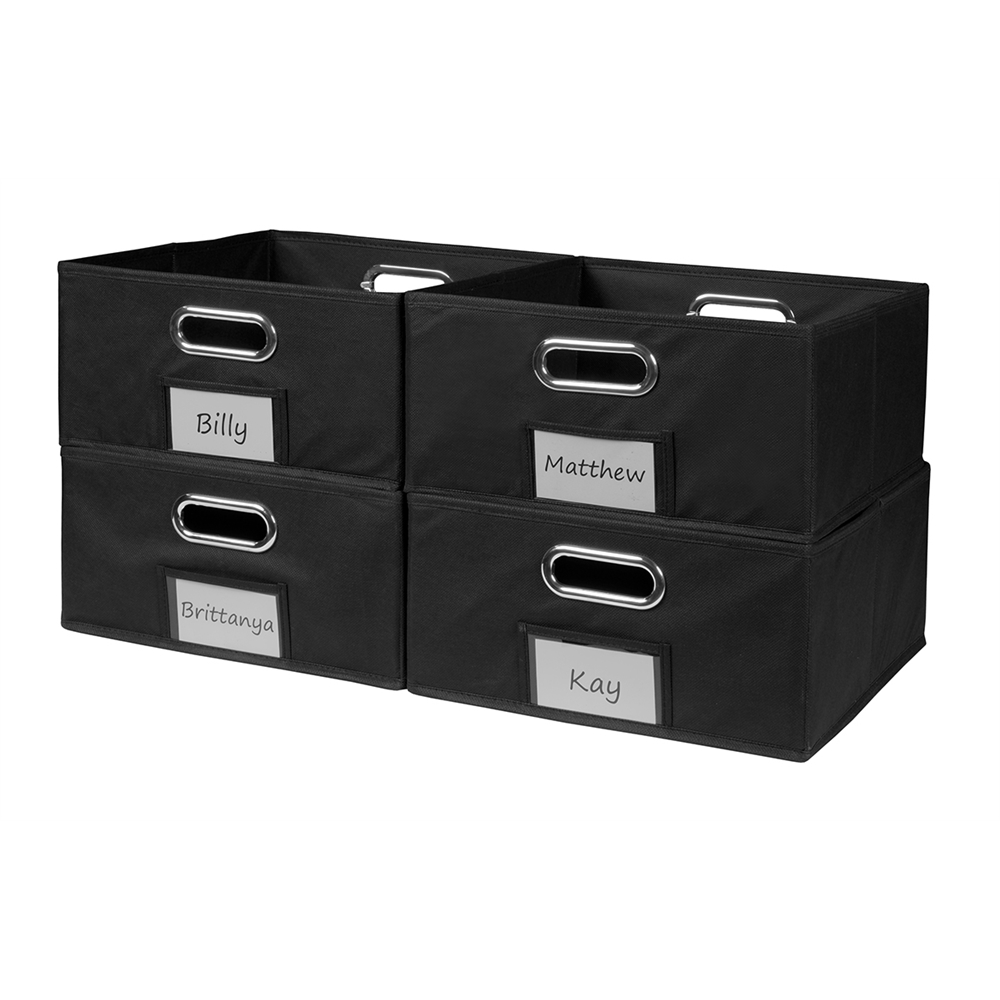 Cubo Set of 4 Half-Size Foldable Fabric Storage Bins- Black. Picture 2