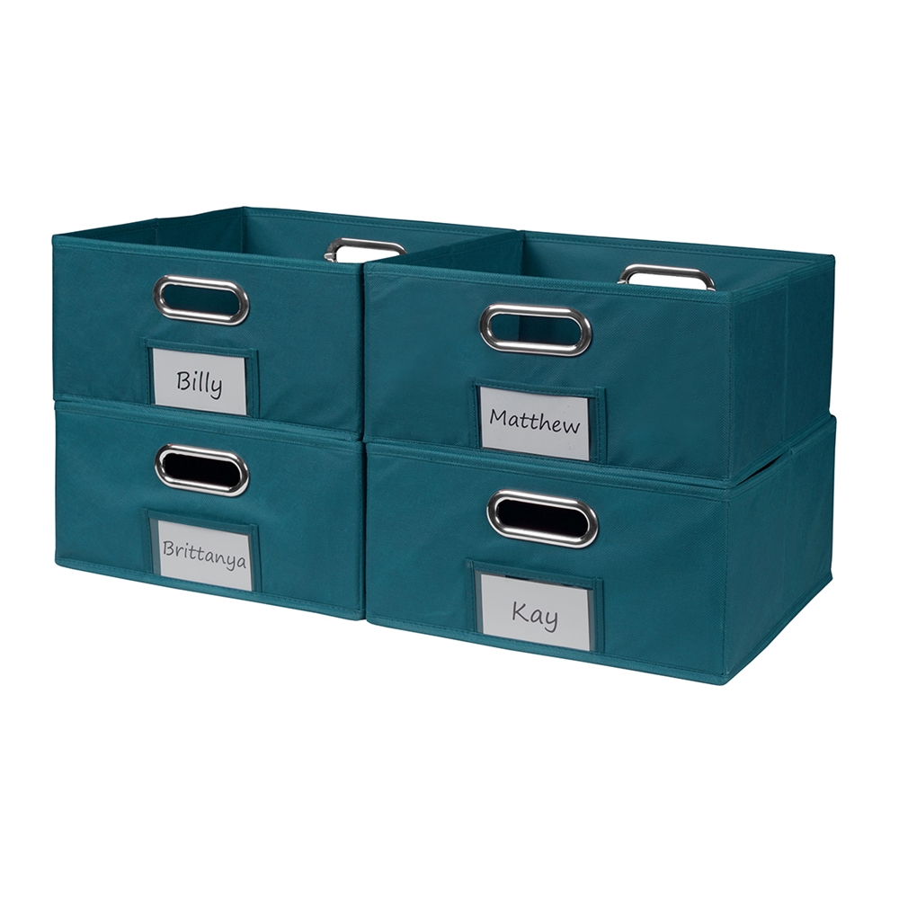Cubo Set of 4 Half-Size Foldable Fabric Storage Bins- Teal. Picture 2
