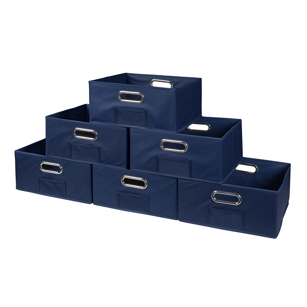 Cubo Set of 6 Half-Size Foldable Fabric Storage Bins- Blue. Picture 1