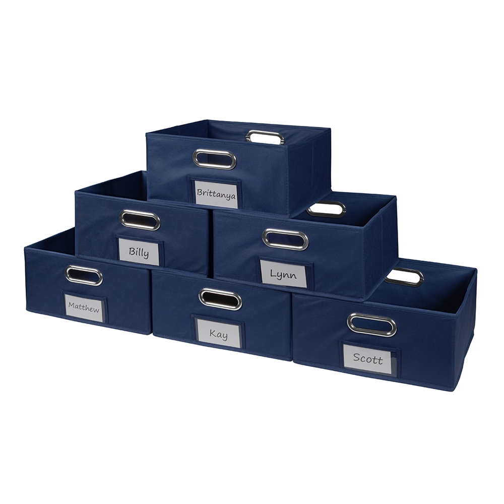 Cubo Set of 6 Half-Size Foldable Fabric Storage Bins- Blue. Picture 2