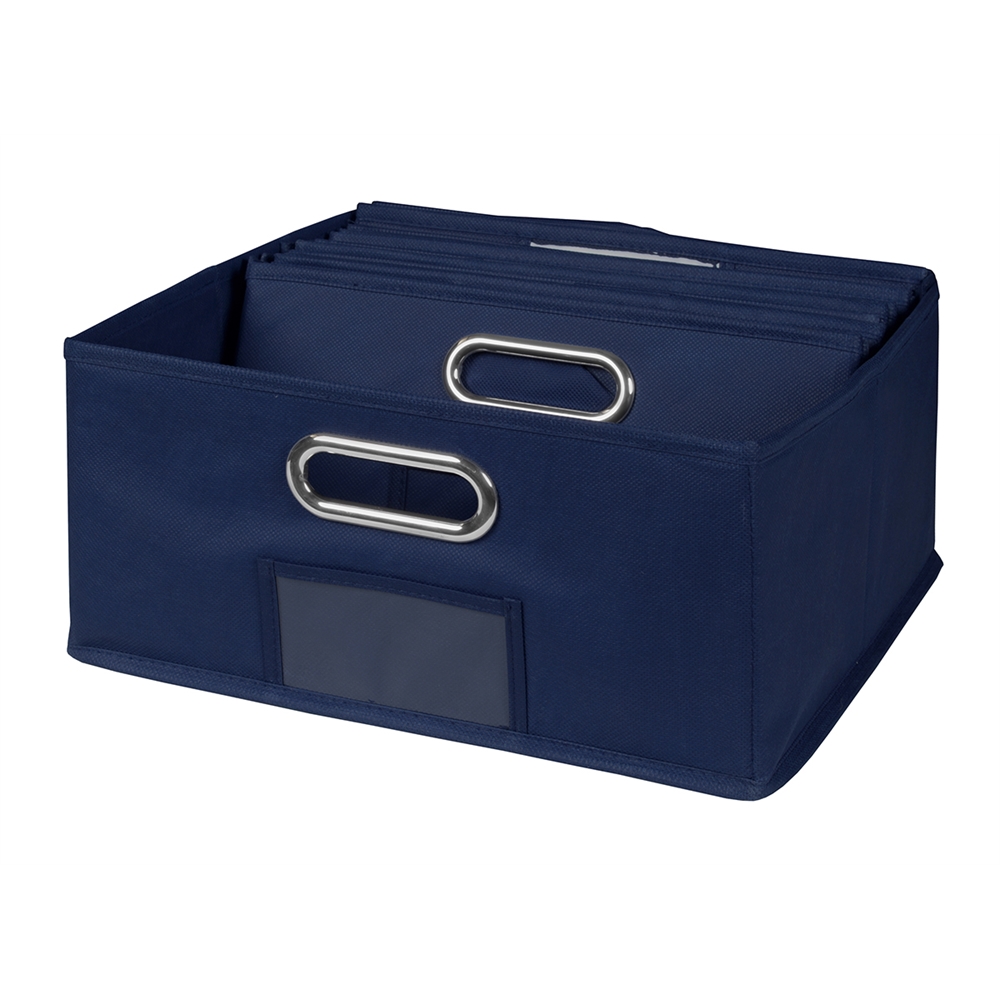 Cubo Set of 6 Half-Size Foldable Fabric Storage Bins- Blue. Picture 3