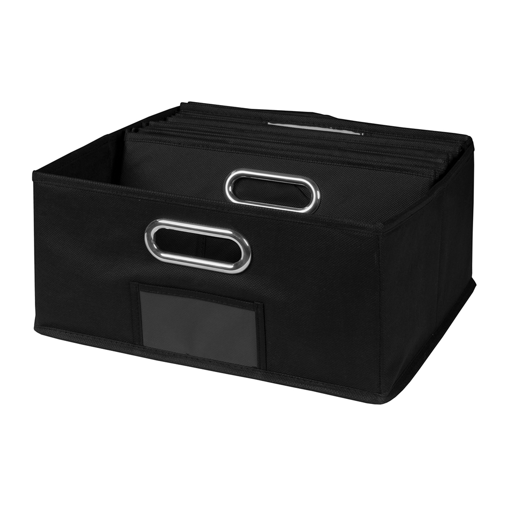 Cubo Set of 6 Half-Size Foldable Fabric Storage Bins- Black. Picture 3