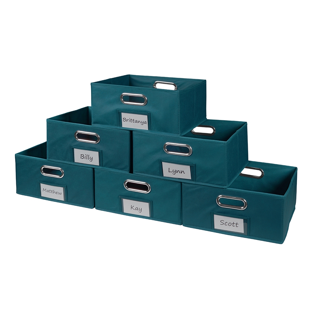 Cubo Set of 6 Half-Size Foldable Fabric Storage Bins- Teal. Picture 2