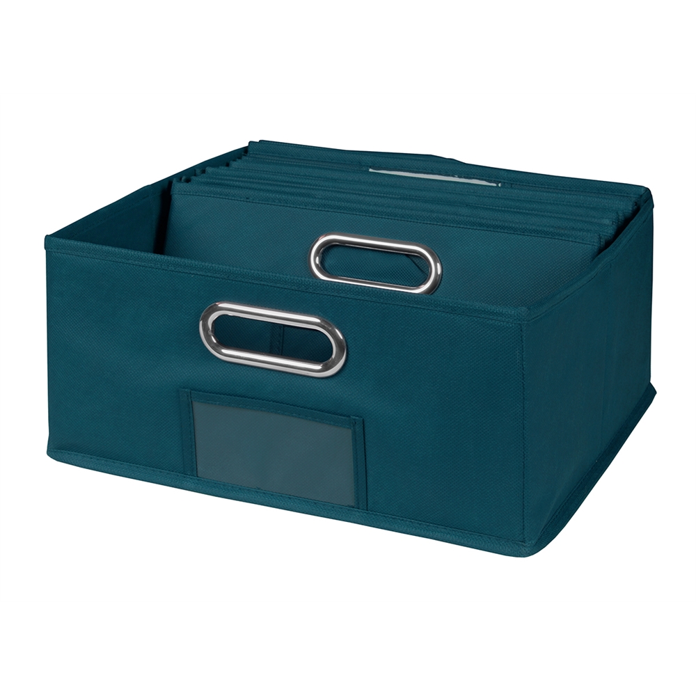 Cubo Set of 6 Half-Size Foldable Fabric Storage Bins- Teal. Picture 3