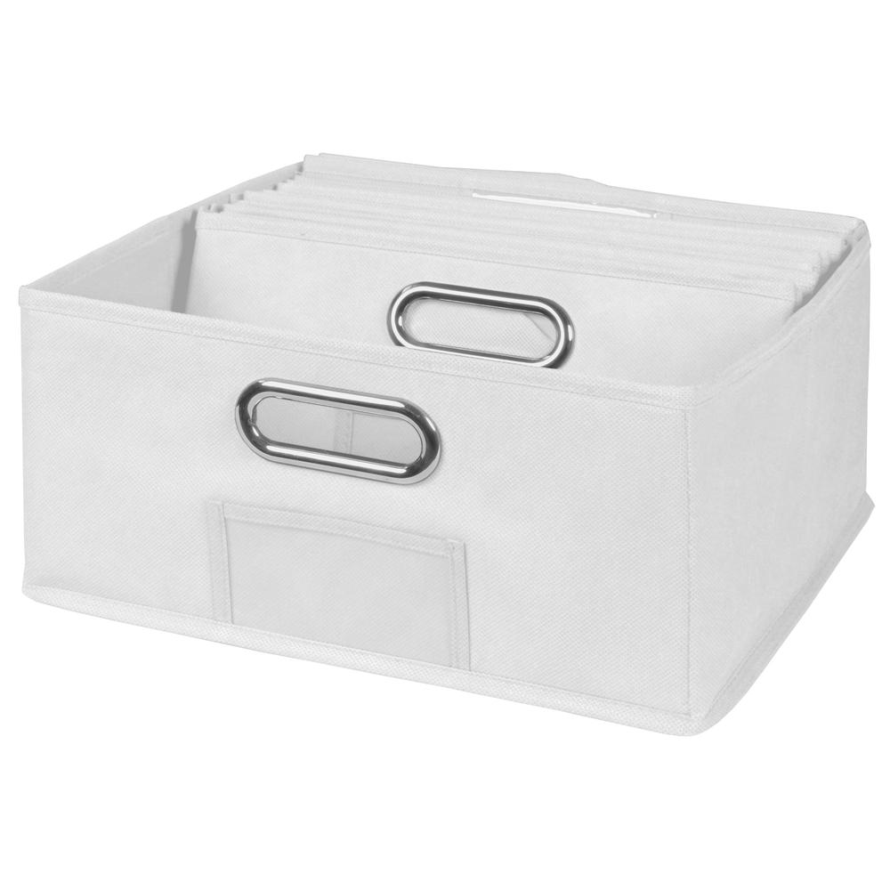 Niche Cubo Set of 6 Half-Size Foldable Fabric Storage Bins- White. Picture 2