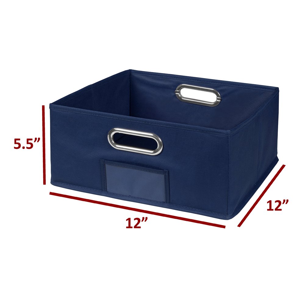 Niche Cubo Set of 12 Half-Size Foldable Fabric Storage Bins- Blue. Picture 3