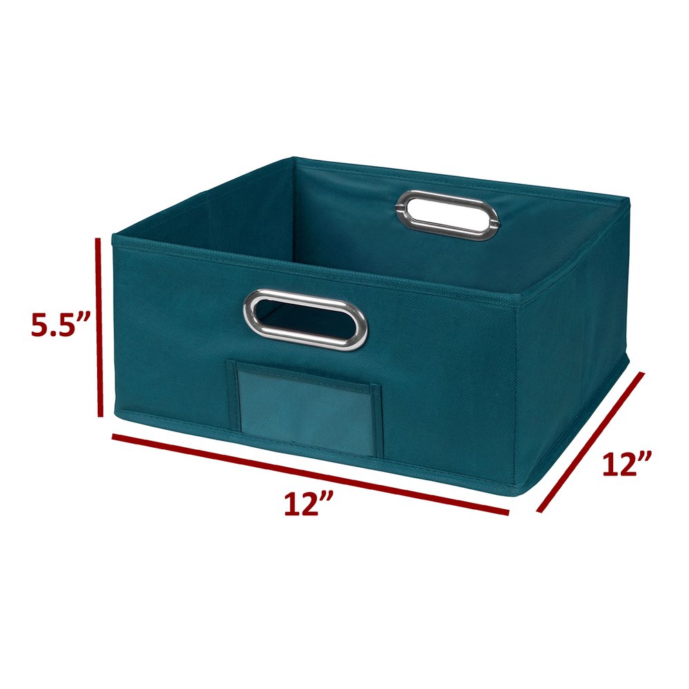 Niche Cubo Set of 12 Half-Size Foldable Fabric Storage Bins- Teal. Picture 3