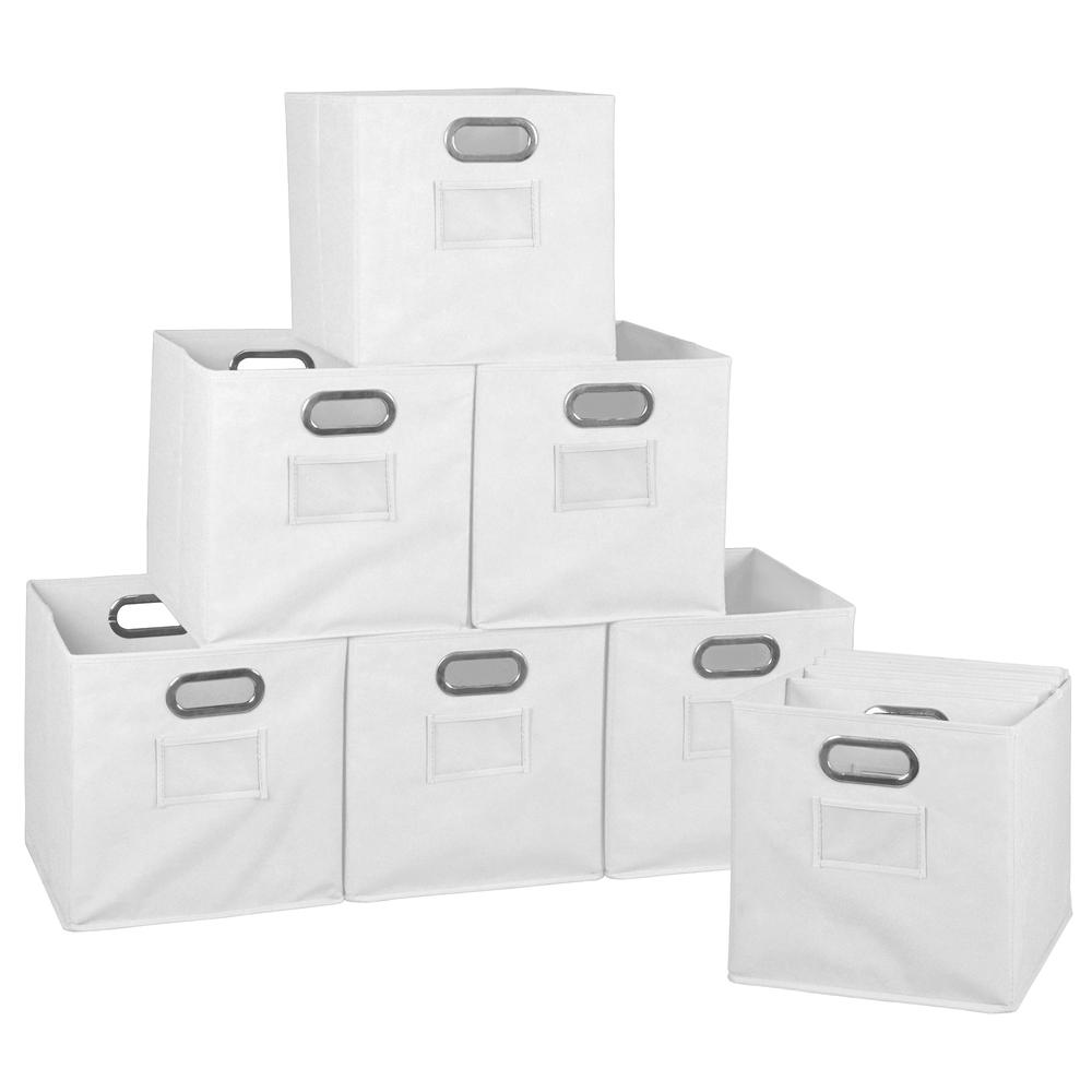 Niche Cubo Set of 12 Foldable Fabric Storage Bins- White. Picture 1