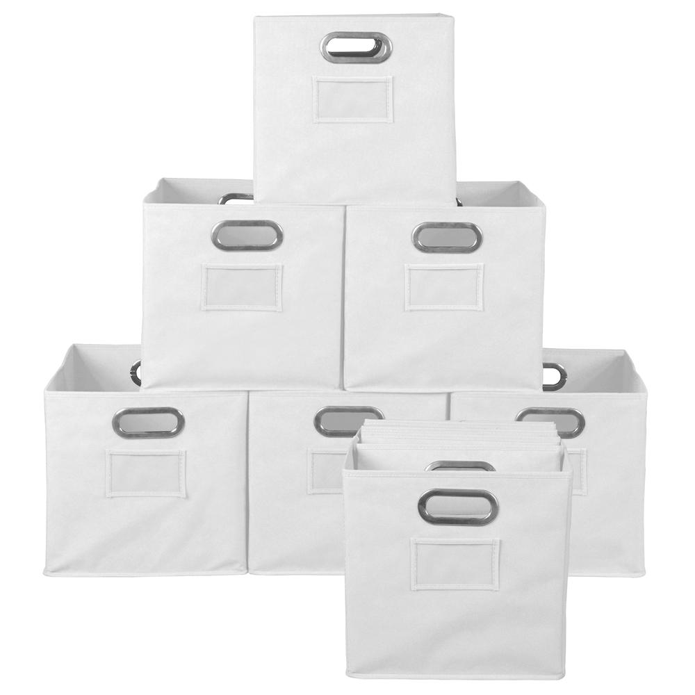 Niche Cubo Set of 12 Foldable Fabric Storage Bins- White. Picture 3