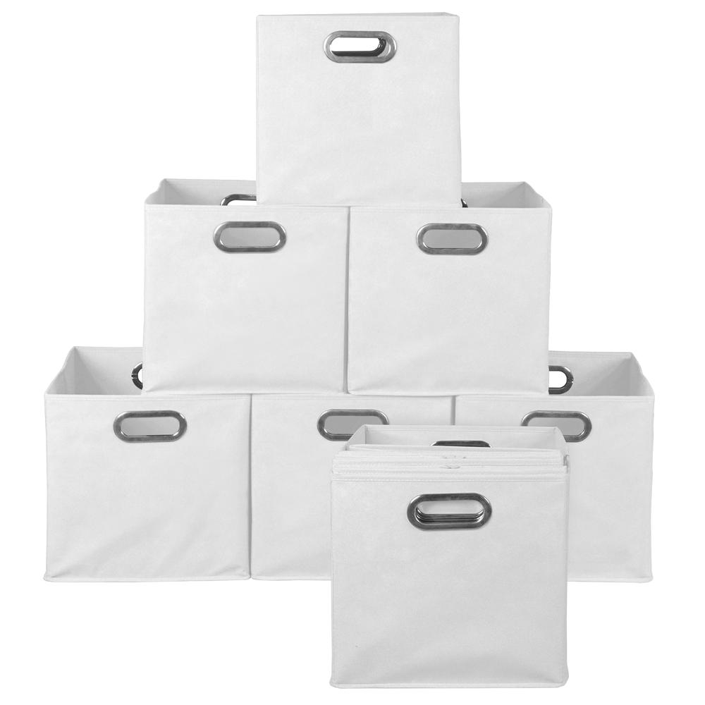 Niche Cubo Set of 12 Foldable Fabric Storage Bins- White. Picture 4