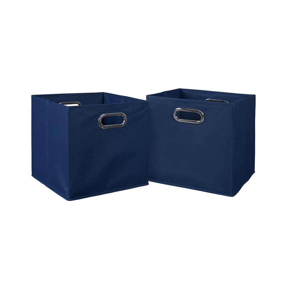 Cubo Set of 2 Foldable Fabric Storage Bins- Blue. Picture 1