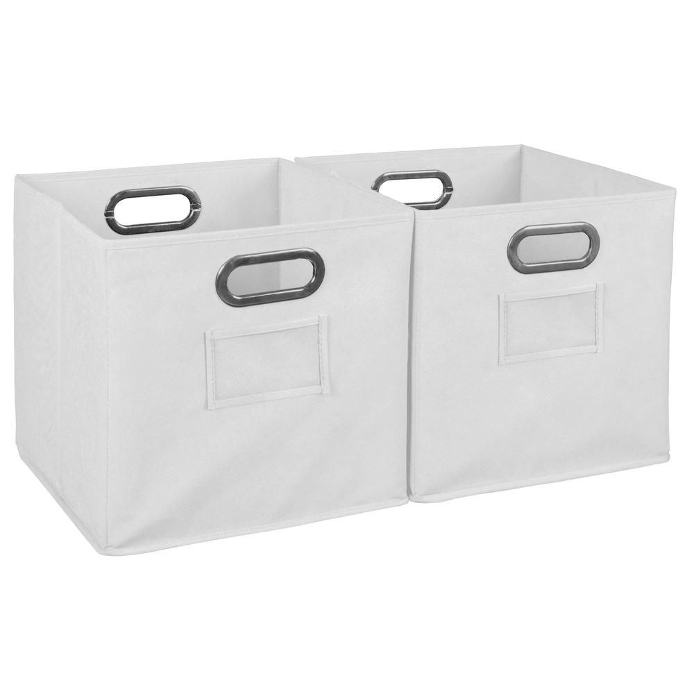 Niche Cubo Set of 2 Foldable Fabric Storage Bins- White. Picture 1