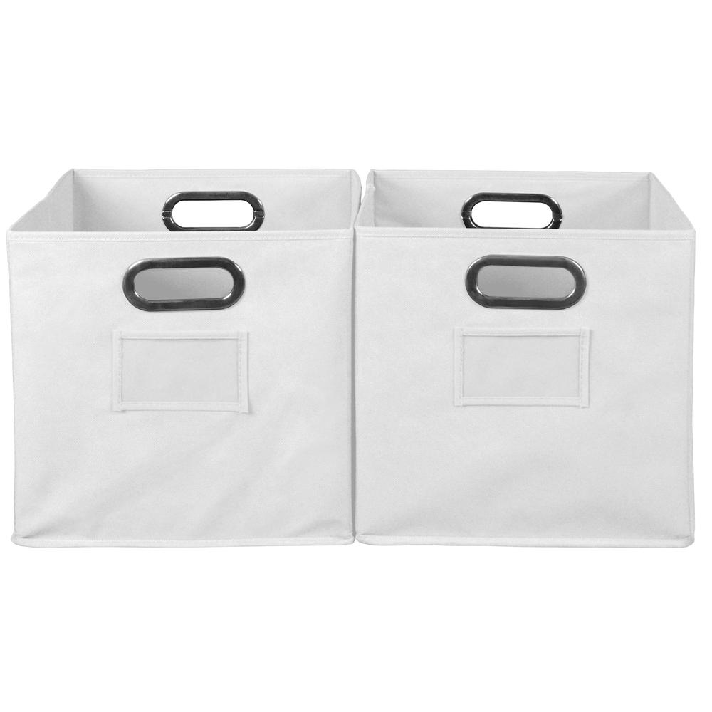 Niche Cubo Set of 2 Foldable Fabric Storage Bins- White. Picture 3