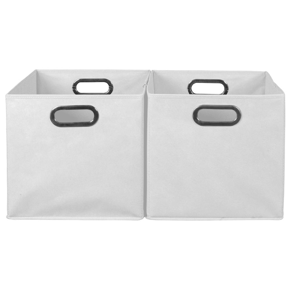 Niche Cubo Set of 2 Foldable Fabric Storage Bins- White. Picture 4