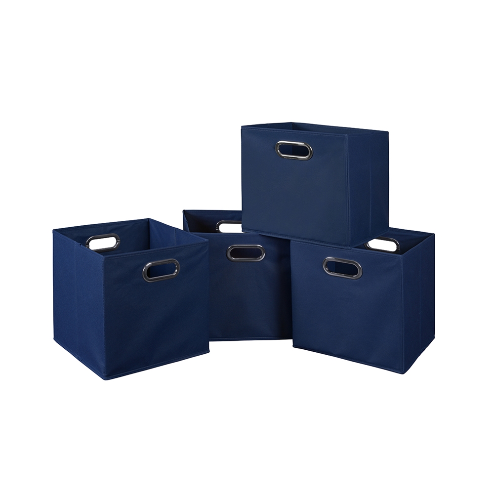 Cubo Set of 4 Foldable Fabric Storage Bins- Blue. Picture 1