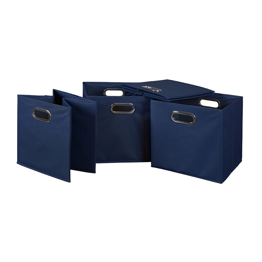 Cubo Set of 4 Foldable Fabric Storage Bins- Blue. Picture 2