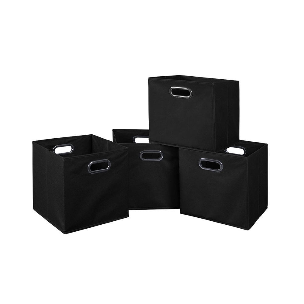 Cubo Set of 4 Foldable Fabric Storage Bins- Black. Picture 1