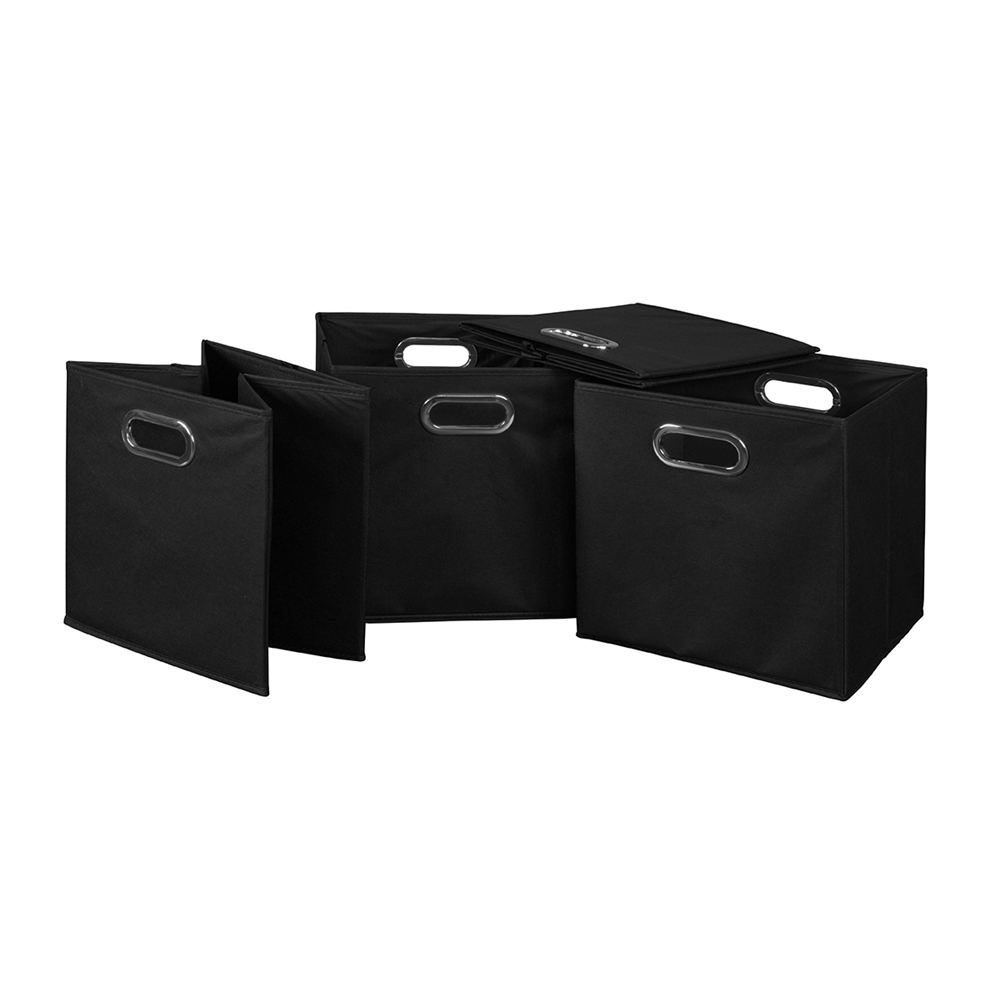 Cubo Set of 4 Foldable Fabric Storage Bins- Black. Picture 2