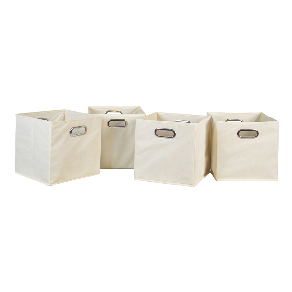 Cubo Set of 4 Foldable Fabric Storage Bins- Beige. The main picture.