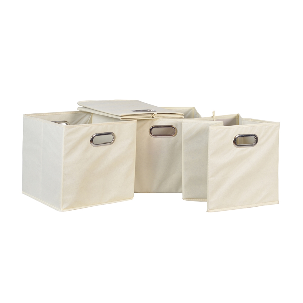 Cubo Set of 4 Foldable Fabric Storage Bins- Beige. Picture 2