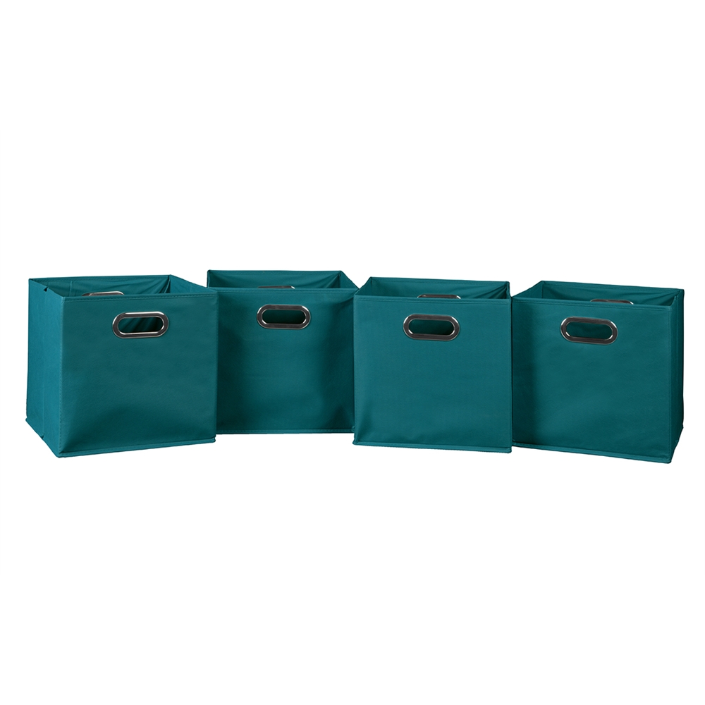 Cubo Set of 4 Foldable Fabric Storage Bins- Teal. Picture 1