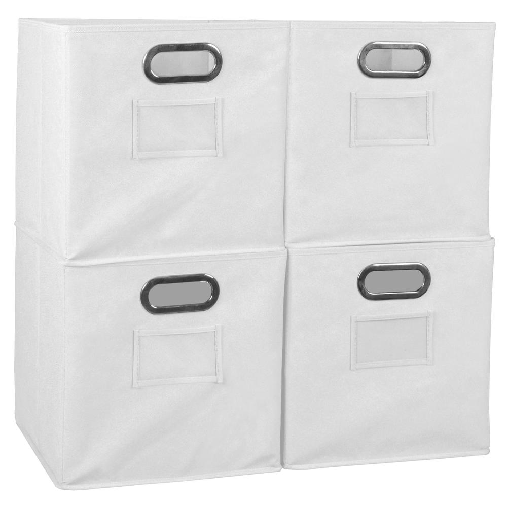 Niche Cubo Set of 4 Foldable Fabric Storage Bins- White. Picture 1