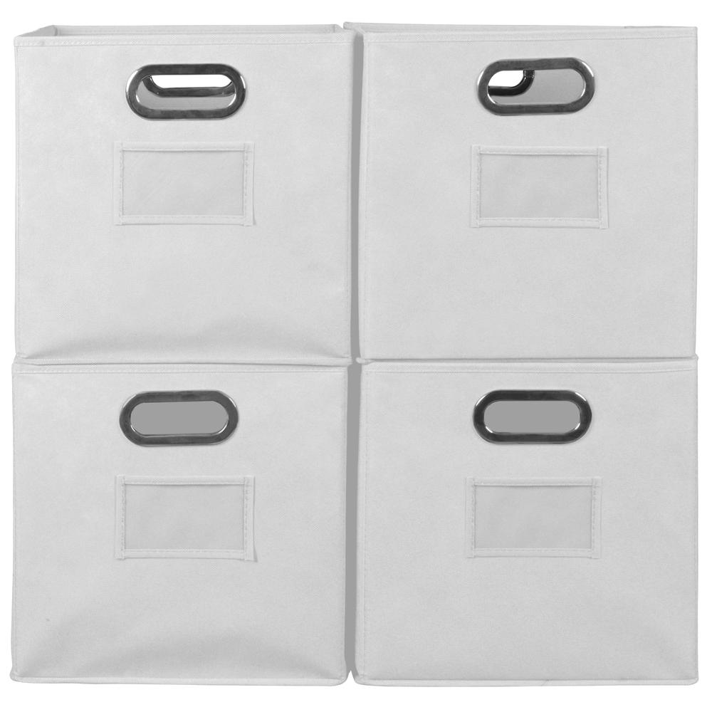 Niche Cubo Set of 4 Foldable Fabric Storage Bins- White. Picture 3