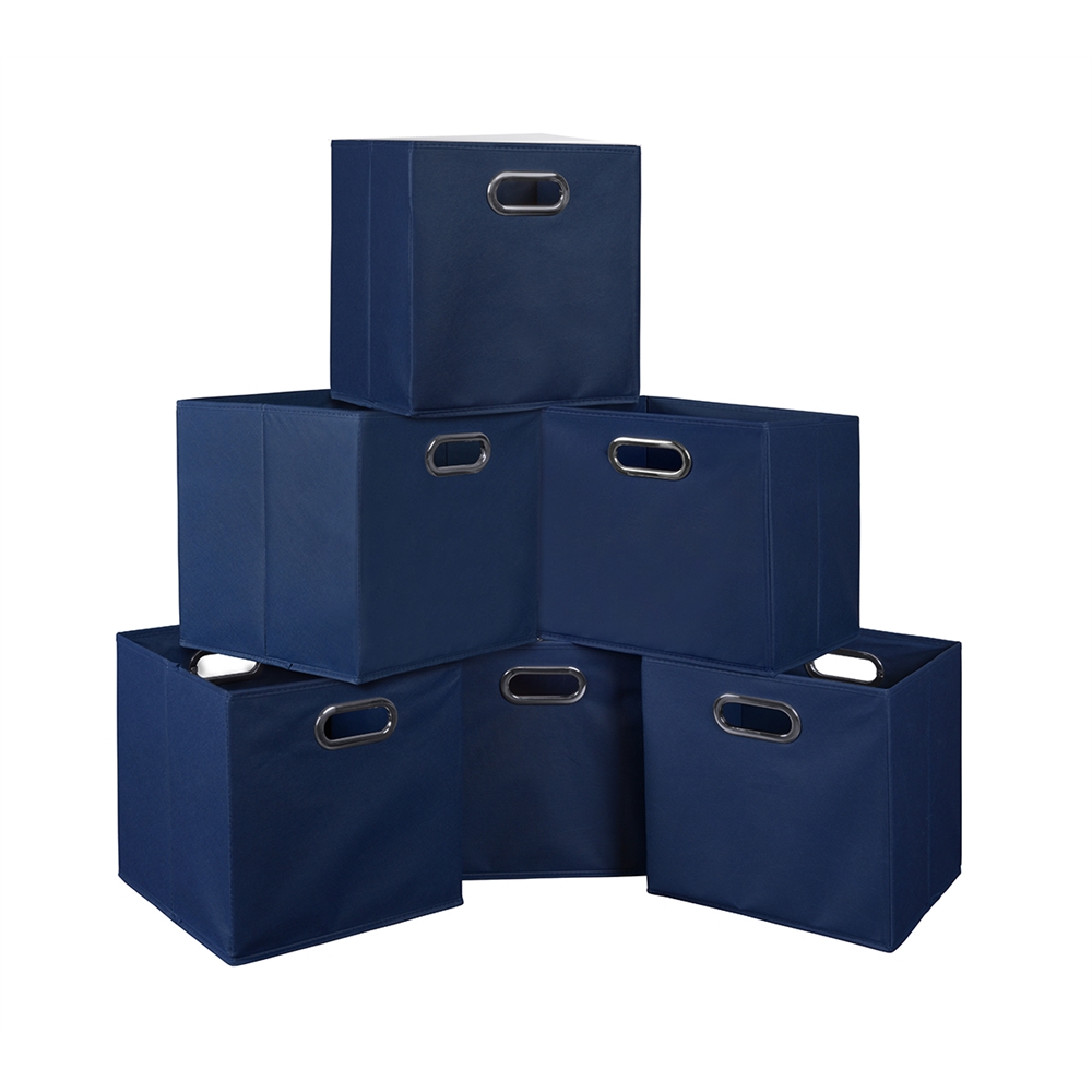 Cubo Set of 6 Foldable Fabric Storage Bins- Blue. The main picture.