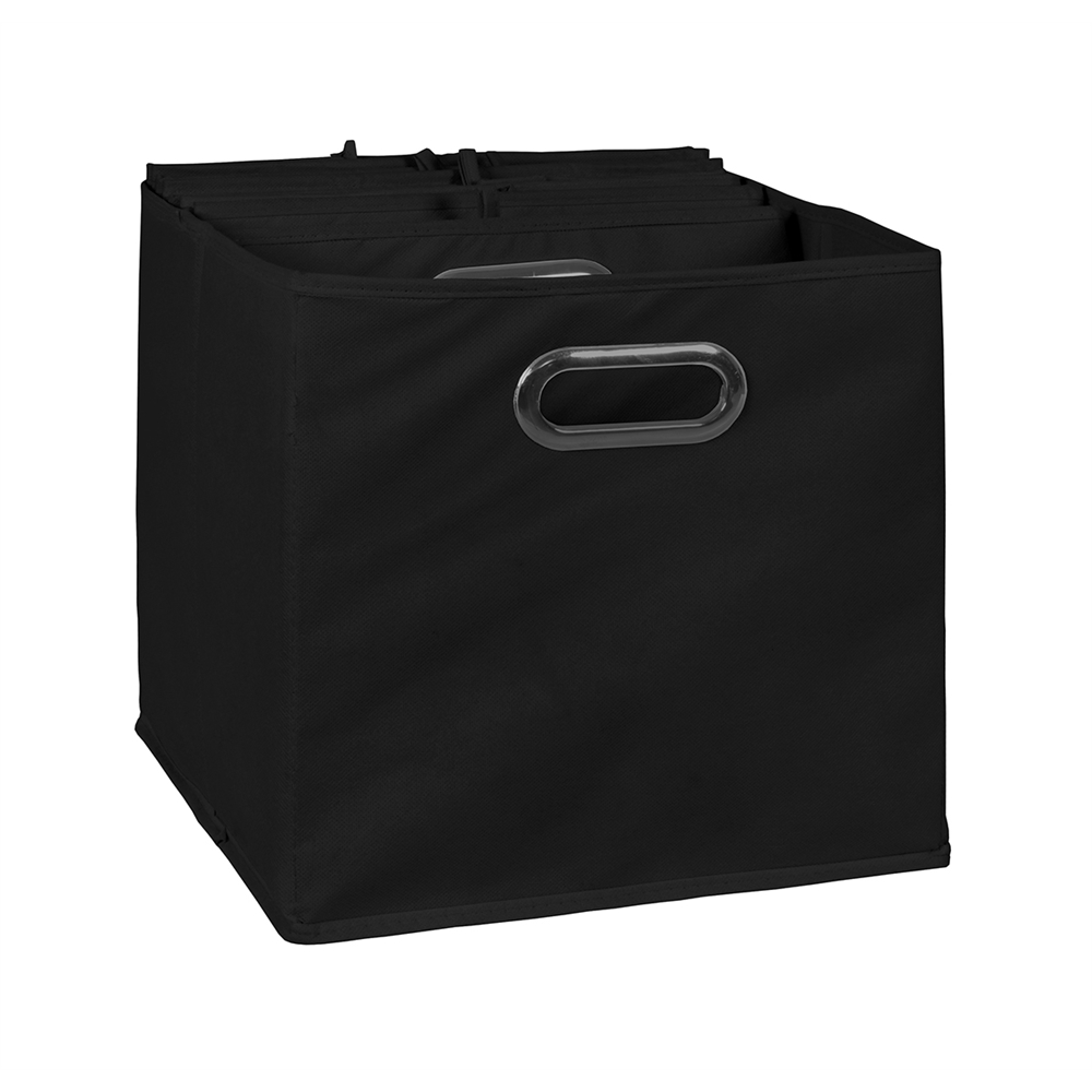 Cubo Set of 6 Foldable Fabric Storage Bins- Black. Picture 2