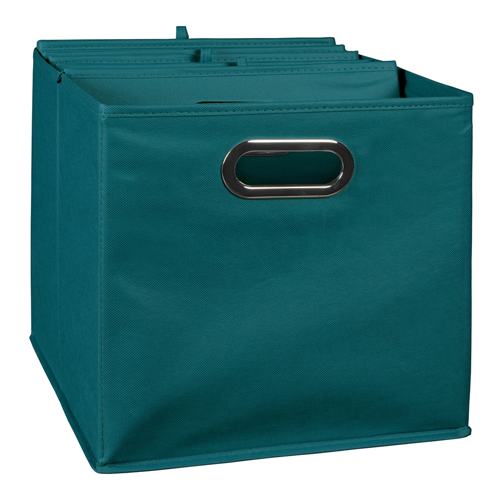 Cubo Set of 6 Foldable Fabric Storage Bins- Teal. Picture 2