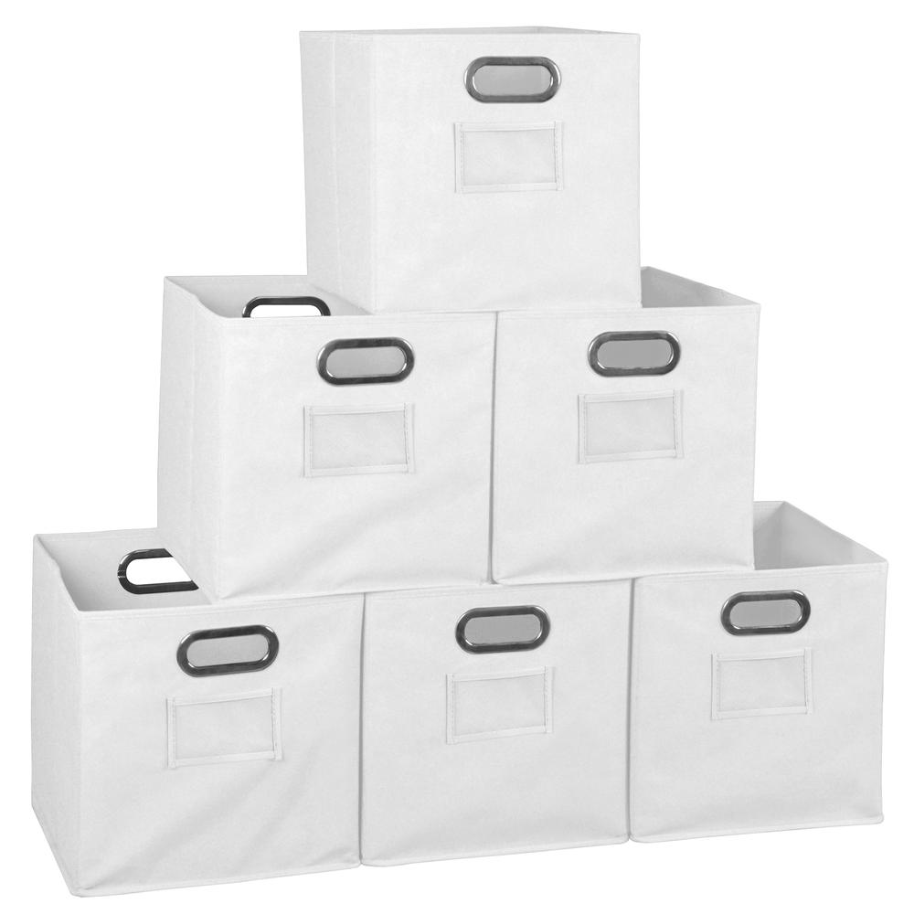 Niche Cubo Set of 6 Foldable Fabric Storage Bins- White. Picture 1