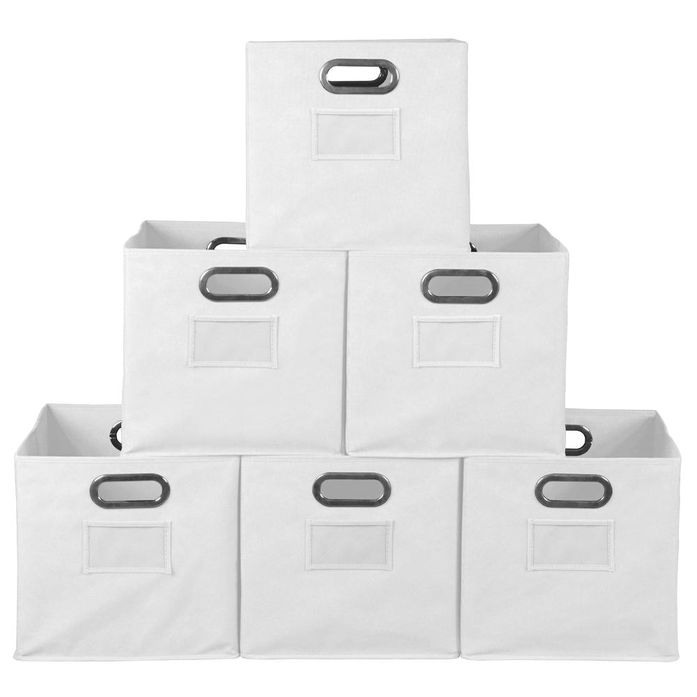 Niche Cubo Set of 6 Foldable Fabric Storage Bins- White. Picture 3