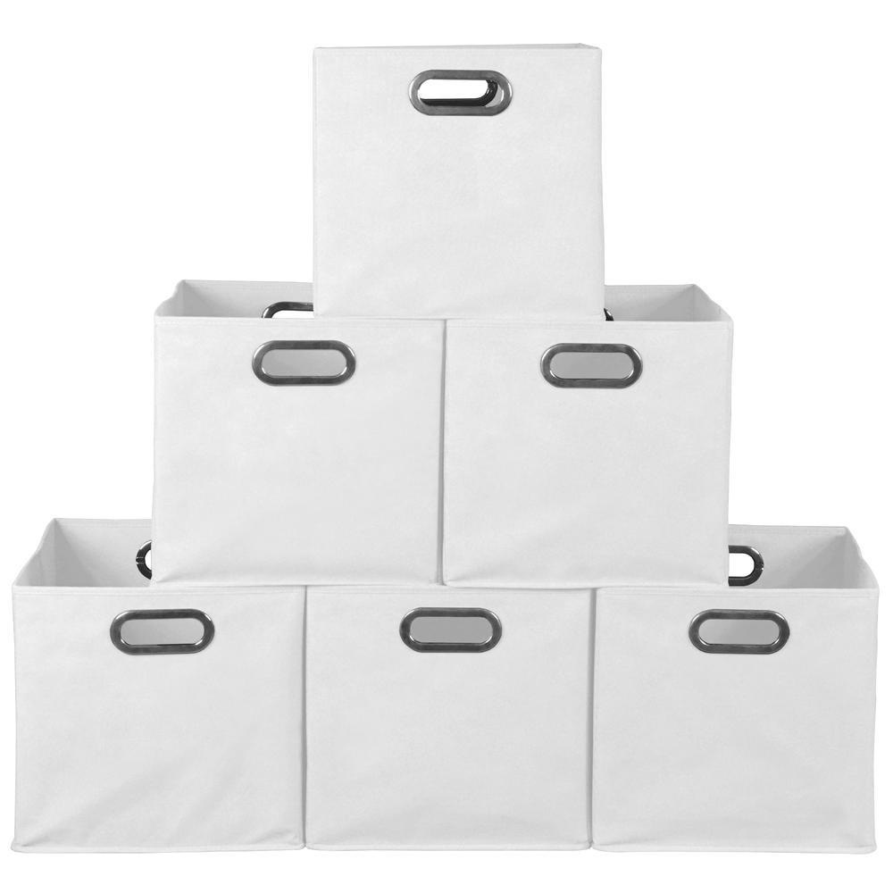 Niche Cubo Set of 6 Foldable Fabric Storage Bins- White. Picture 4