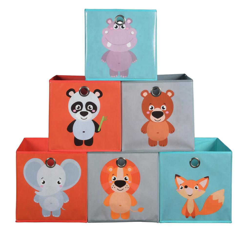Niche Cubo Set of 6 Animal Printed Fabric Storage Bins. Picture 1