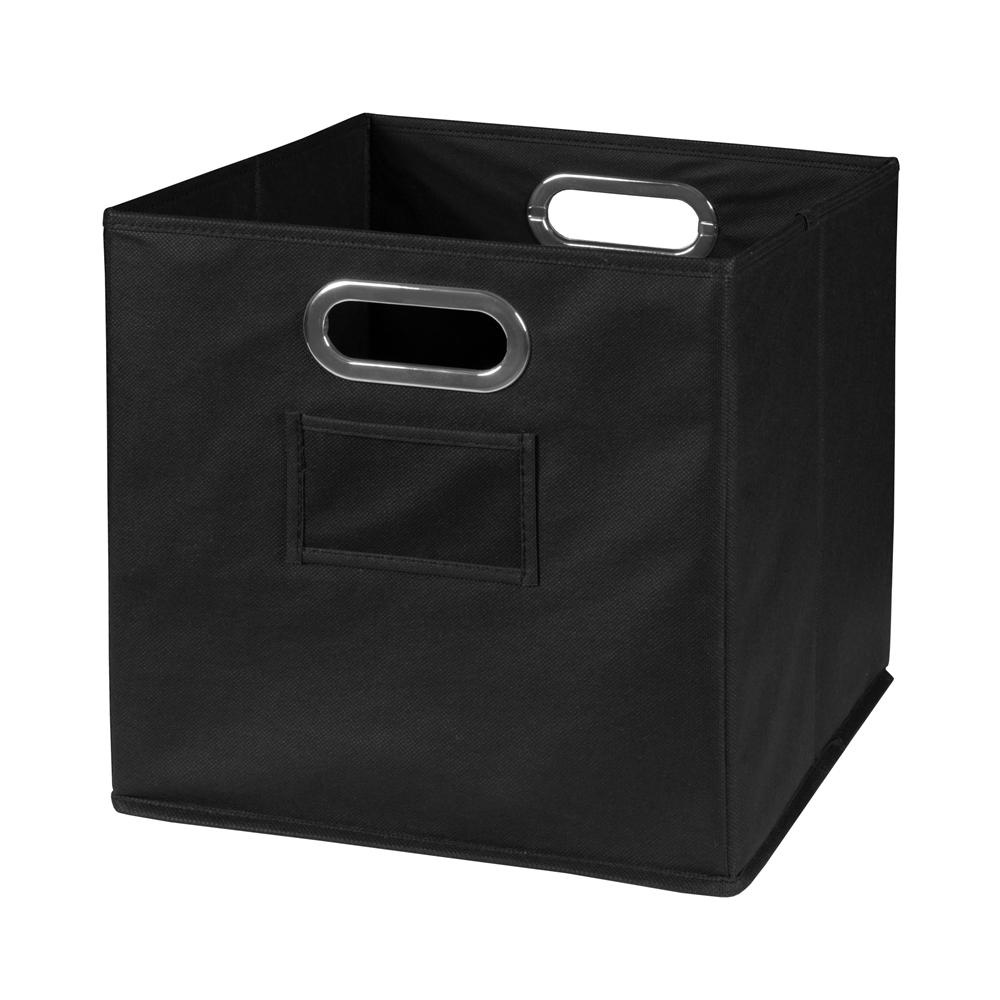 Cubo Set of 4 Foldable Fabric Storage Bins- Black. Picture 5