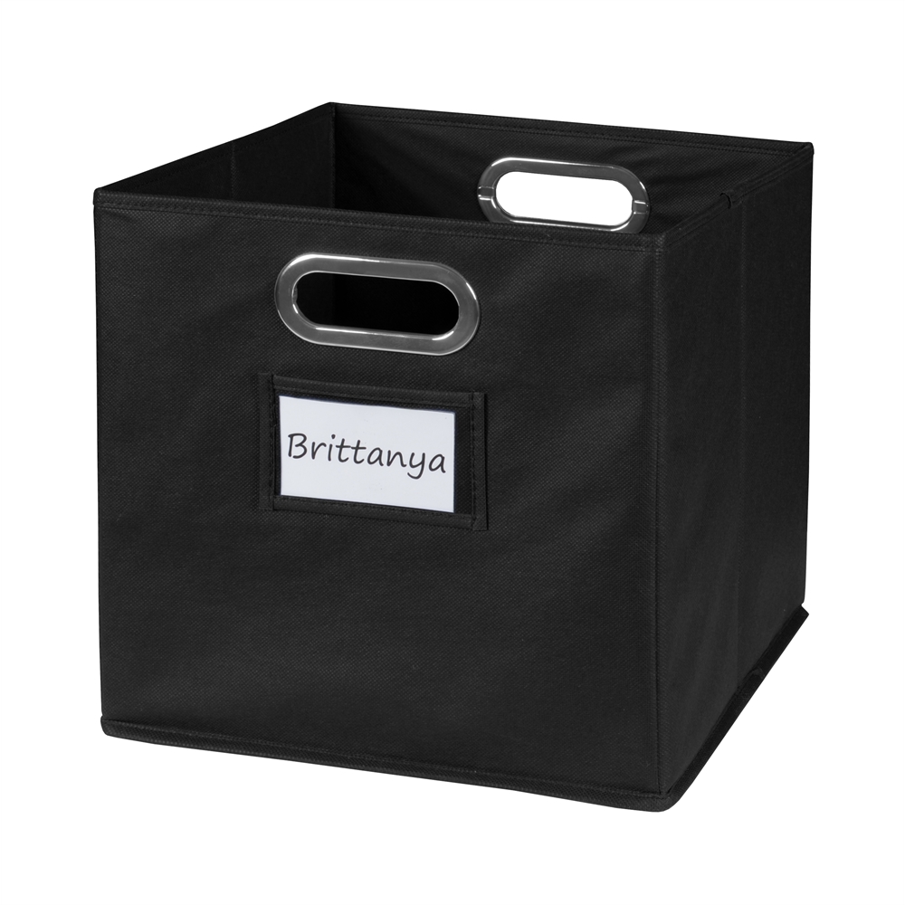 Cubo Set of 12 Foldable Fabric Storage Bins- Black. Picture 5