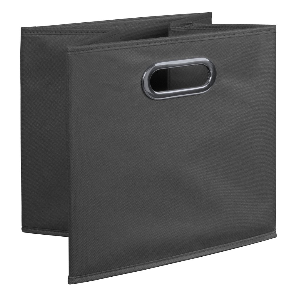 Flip Flop 67" Square Folding Bookcase with Folding Fabric Bins- Medium Oak/Grey. Picture 5