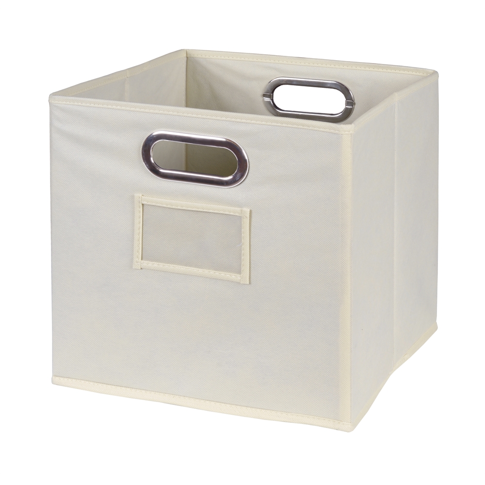 Cubo Set of 4 Foldable Fabric Storage Bins- Beige. Picture 3