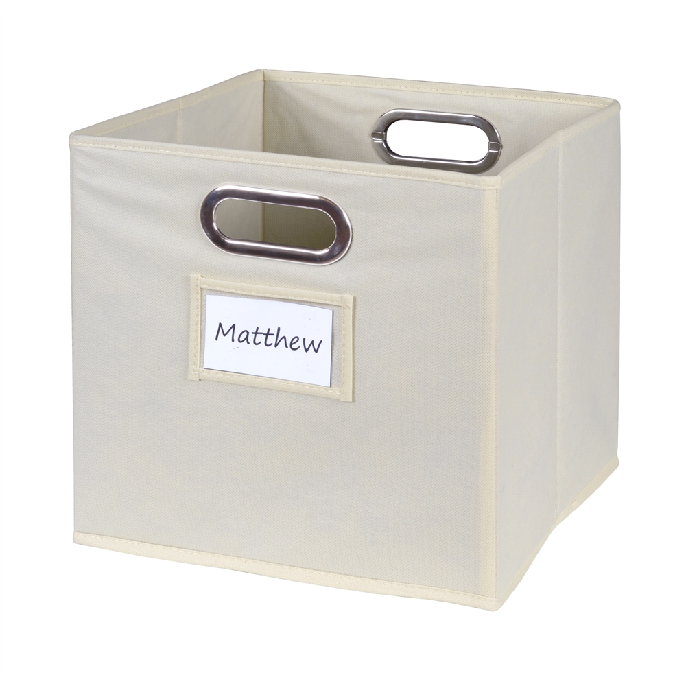 Cubo Set of 4 Foldable Fabric Storage Bins- Beige. Picture 4
